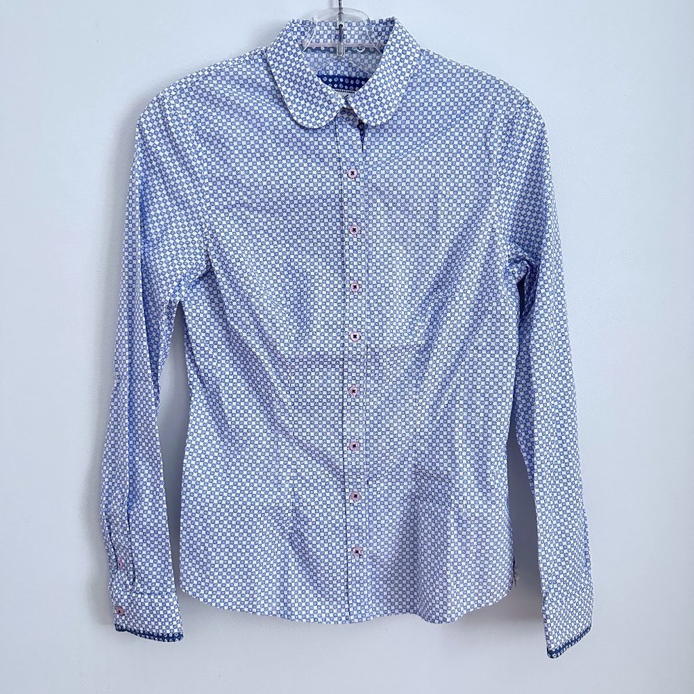BARILOCHE Vintage made in Spain cotton spandex blue fit shirt S